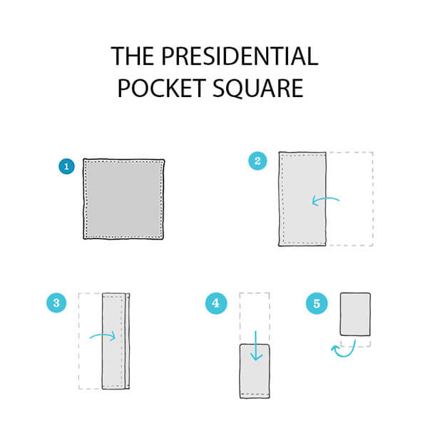 Cách gấp khăn cài túi vest hình vuông (presidential)