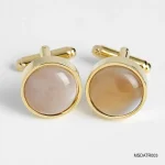 Khuy Măng Set Nạm Đá Mã Não Trắng MSDATR003